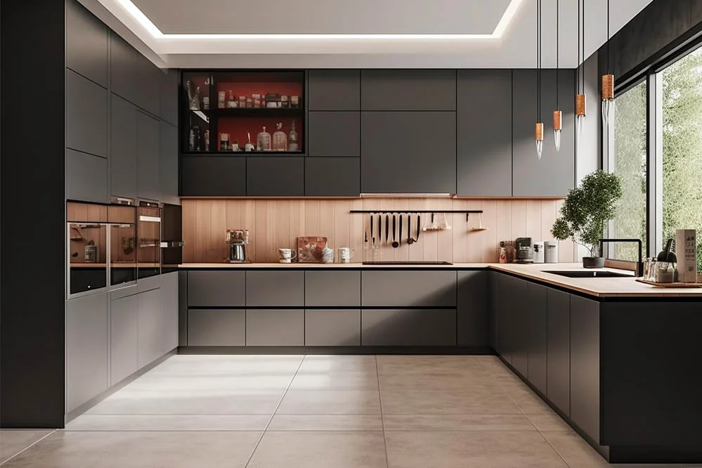 Custom kitchen cabinets in a luxury Nolensville home with solid wood shaker doors and quartz countertops